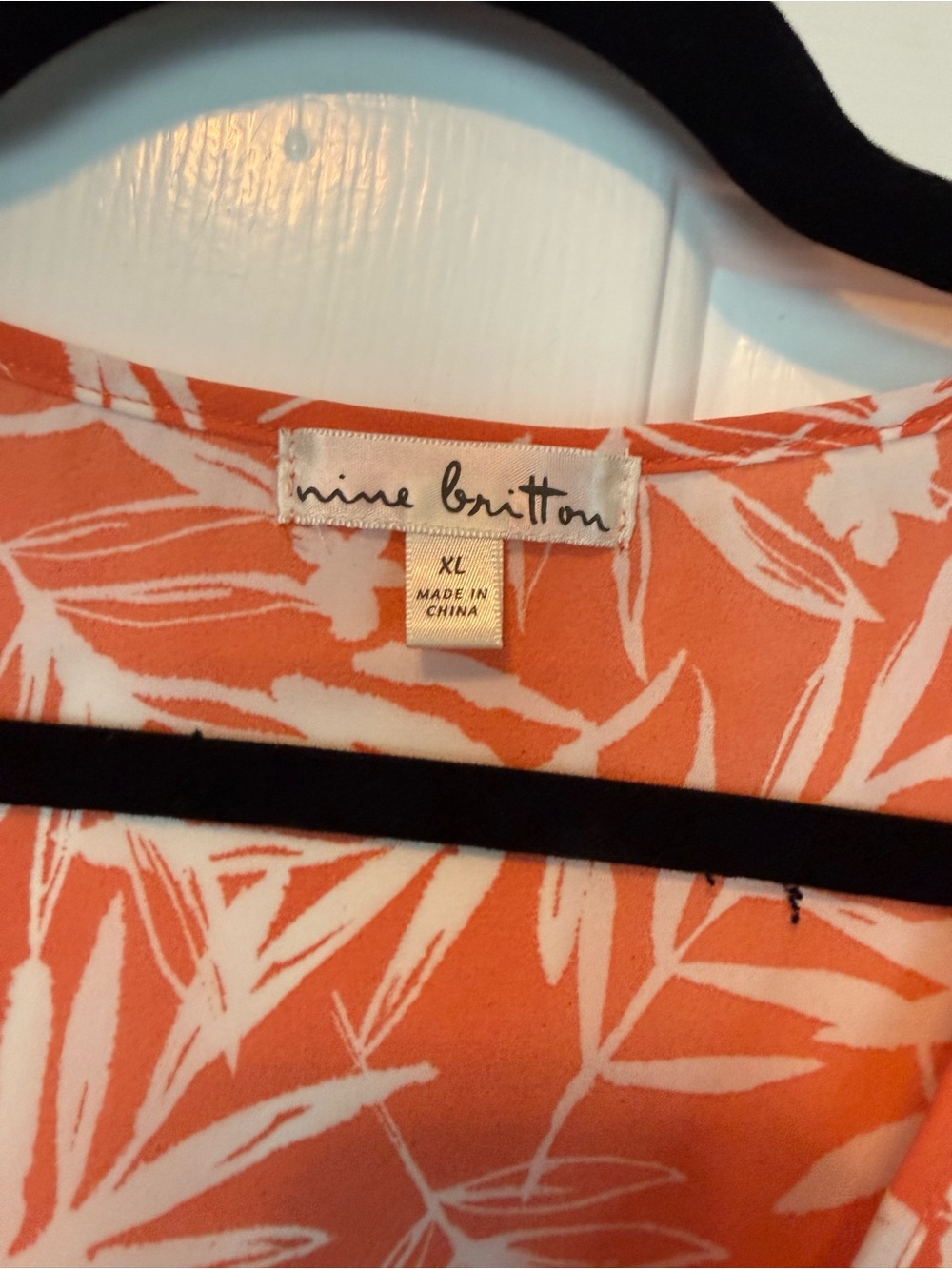 🤎Nine Britton XL Orange Tropical Floral Tie Front Blouse Short Sleeve Top - Picture 3 of 5